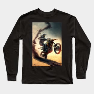 Fast Dirt bike rider on mars W/ dirt CGI style Long Sleeve T-Shirt